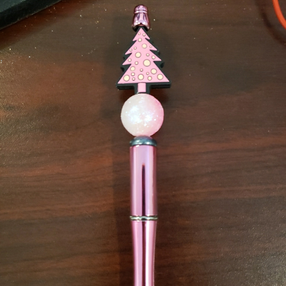 New Handmade Christmas Pink Christmas Tree Focal Bead Beaded Pen